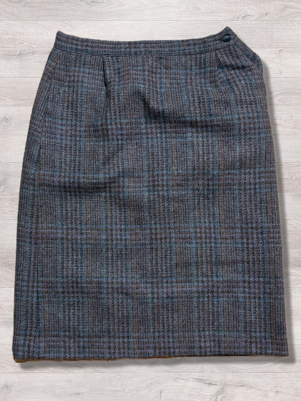 Vintage Stacy Mark 100% Wool Plaid Pencil Skirt Office Secretary Academia 12